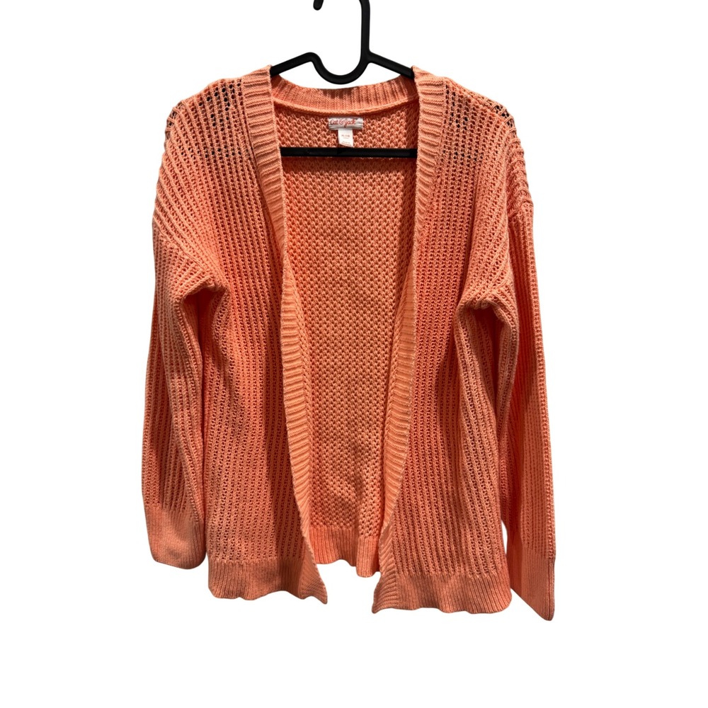 Cat & Jack Girls'‎ XL Peach Knit Cardigan Open Front Sweater Lightweight